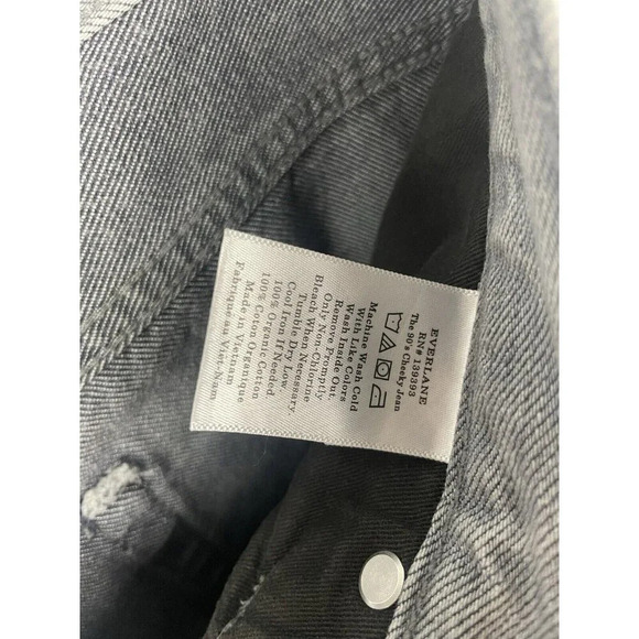 Everlane Light Gray 90’s Cheeky Crop Org Cotton Button Fly Denim Jeans Size 27 - Picture 8 of 8